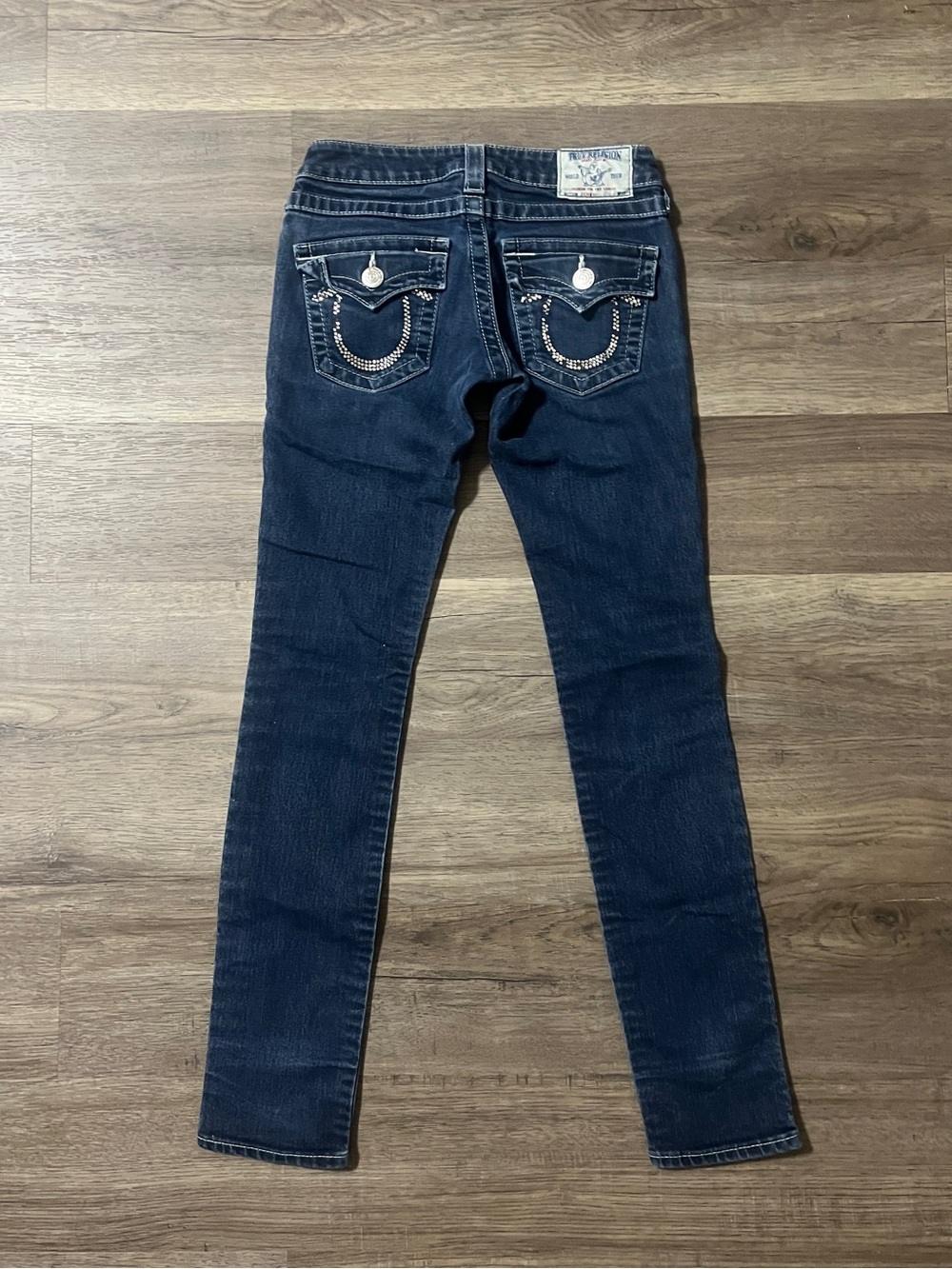 True Religion Low Rise Rhinestone Skinny Jeans 24